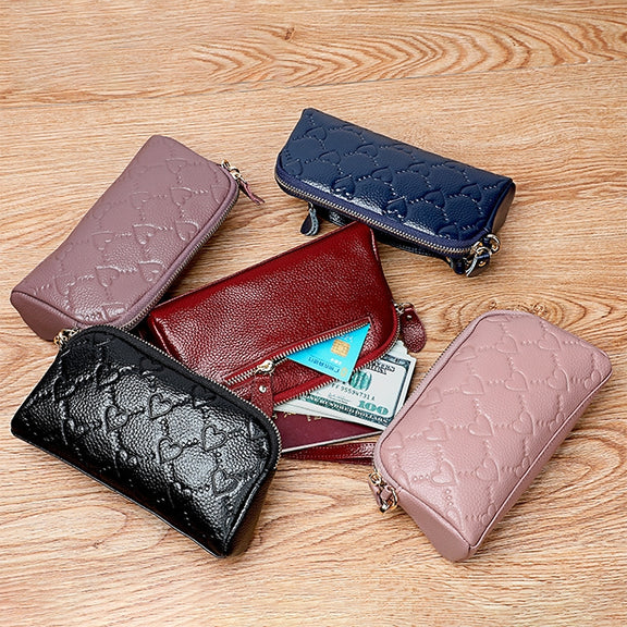 2025 Multifunctional Litchi Texture Women Large Capacity Hand Wallet Shell bag with Card Slots(Pale Pinkish Grey)