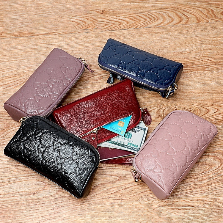 2025 Multifunctional Litchi Texture Women Large Capacity Hand Wallet Shell bag with Card Slots(Pale Pinkish Grey)