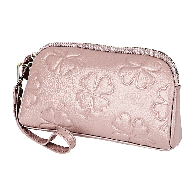 2026 Multifunctional Litchi Texture Women Large Capacity Hand Wallet Shell bag with Card Slots(Light Pink)