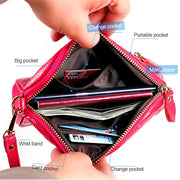 2026 Multifunctional Litchi Texture Women Large Capacity Hand Wallet Shell bag with Card Slots(Light Pink)