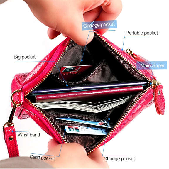 2026 Multifunctional Litchi Texture Women Large Capacity Hand Wallet Shell bag with Card Slots(Light Pink)