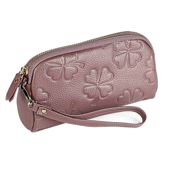 2026 Multifunctional Litchi Texture Women Large Capacity Hand Wallet Shell bag with Card Slots(Pale Pinkish Grey)