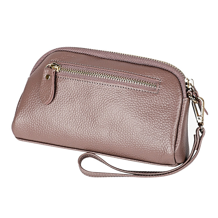 2026 Multifunctional Litchi Texture Women Large Capacity Hand Wallet Shell bag with Card Slots(Pale Pinkish Grey)
