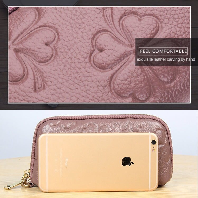 2026 Multifunctional Litchi Texture Women Large Capacity Hand Wallet Shell bag with Card Slots(Pale Pinkish Grey)