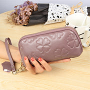 2026 Multifunctional Litchi Texture Women Large Capacity Hand Wallet Shell bag with Card Slots(Rose Red)