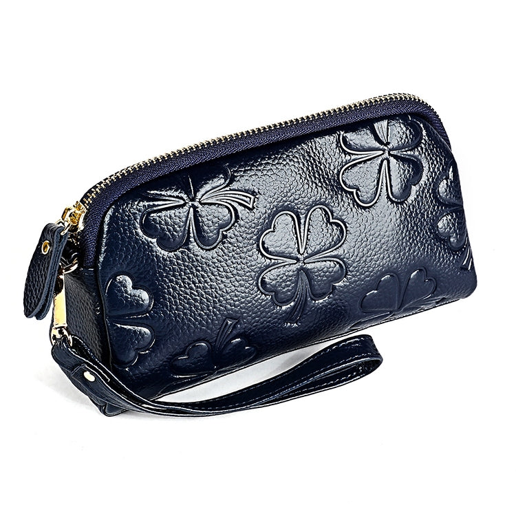 2026 Multifunctional Litchi Texture Women Large Capacity Hand Wallet Shell bag with Card Slots(Sapphire Blue)