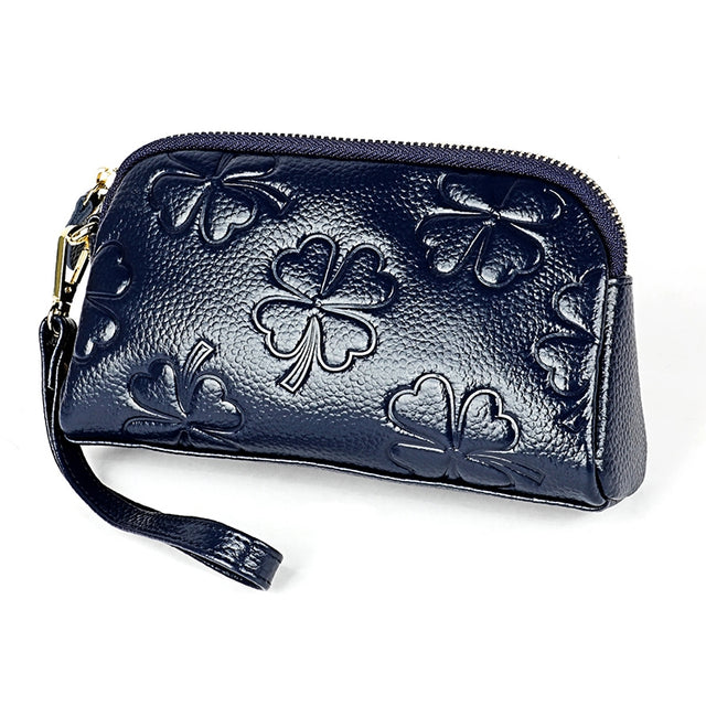 2026 Multifunctional Litchi Texture Women Large Capacity Hand Wallet Shell bag with Card Slots(Sapphire Blue)