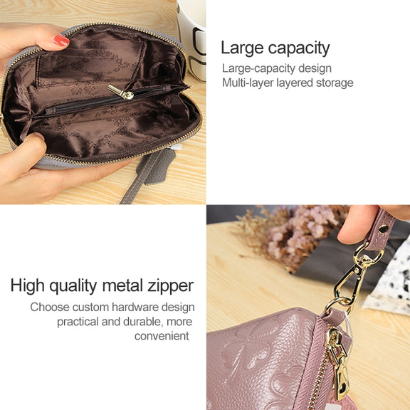 2026 Multifunctional Litchi Texture Women Large Capacity Hand Wallet Shell bag with Card Slots(Wine Red)