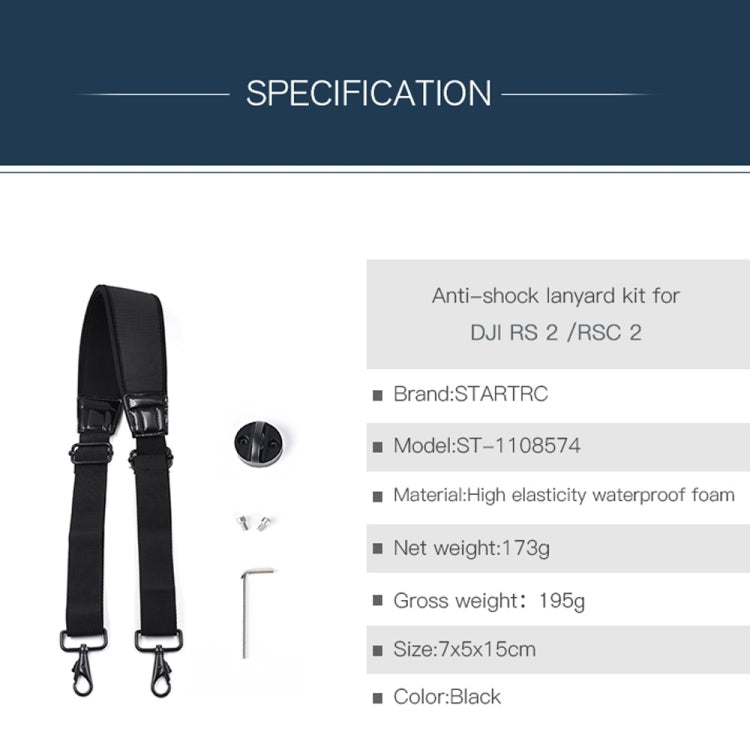 STARTRC Thickening Stress Relieving Neck Strap Lanyard Hang Rope Buckle for DJI RONIN RS-2 /  RONIN RS-C2(Black) - free shipping - PMC Jewellery - Order now!
