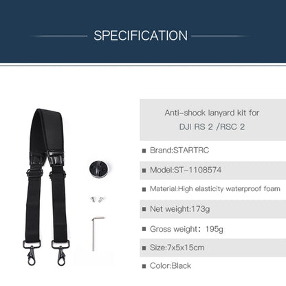 STARTRC Thickening Stress Relieving Neck Strap Lanyard Hang Rope Buckle for DJI RONIN RS-2 /  RONIN RS-C2(Black) - free shipping - PMC Jewellery - Order now!
