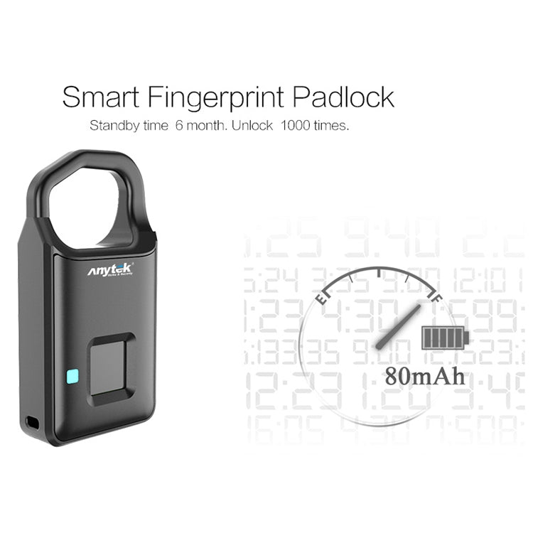 Anytek P4 3.7V Micro USB Charging Semiconductor Fingerprint Sensing Small Padlock - free shipping - PMC Jewellery - Order now!
