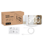 TS-8201-HW Multifunctional LED Makeup Mirror Desk Clock Automatic Photosensitive Electronic Alarm(Black)