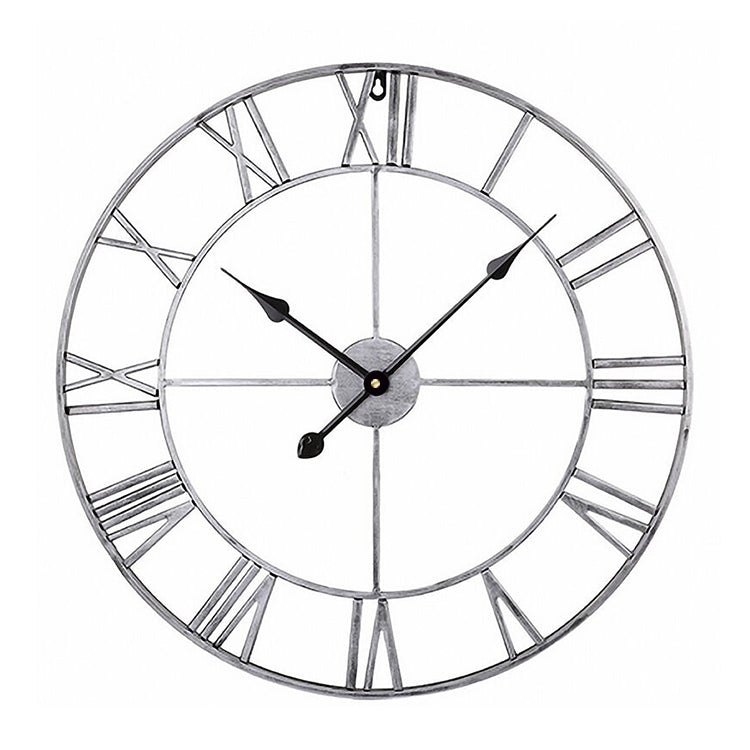 60cm Retro Living Room Iron Round Roman Numeral Mute Decorative Wall Clock (White) - Wall Clock by PMc TechLife | Online Shopping South Africa | PMc TechLife | Buy Now Pay Later Mobicred