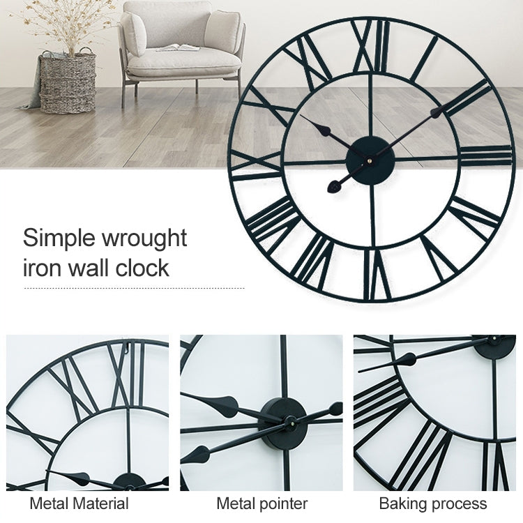 60cm Retro Living Room Iron Round Roman Numeral Mute Decorative Wall Clock (Bronze) - Wall Clock by PMc TechLife | Online Shopping South Africa | PMc TechLife | Buy Now Pay Later Mobicred