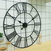 60cm Retro Living Room Iron Round Roman Numeral Mute Decorative Wall Clock (Bronze)