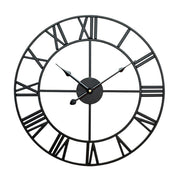 80cm Retro Living Room Iron Round Roman Numeral Mute Decorative Wall Clock (Black)