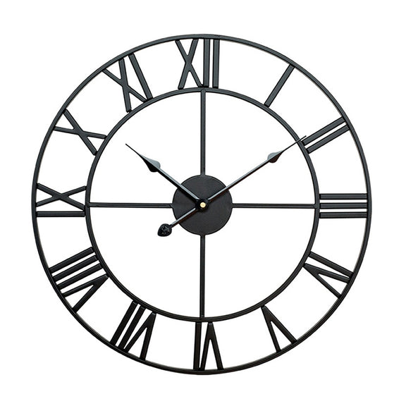 80cm Retro Living Room Iron Round Roman Numeral Mute Decorative Wall Clock (Black)