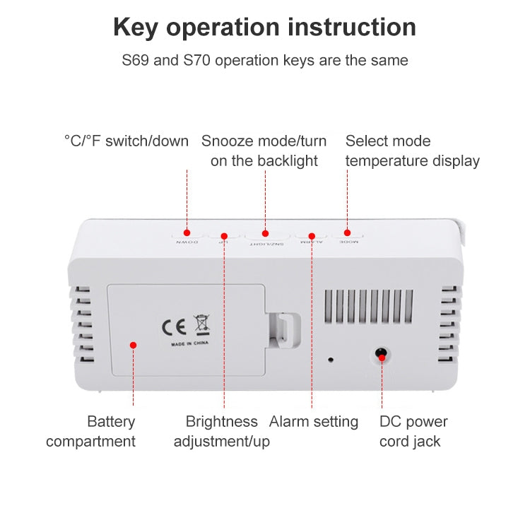 TS-S69-G Multifunctional LED Alarm Clock Battery / Plug-in Charging Dual-purpose Make-up Mirror Clock(Green)