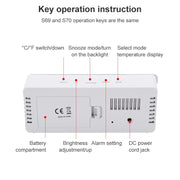 TS-S69-HW Multifunctional LED Alarm Clock Battery / Plug-in Charging Dual-purpose Make-up Mirror Clock(Grey White)