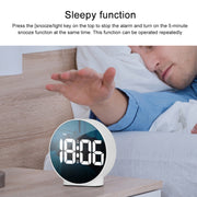 8816 LED Mirror Round Dual-purpose Alarm Clock (White)