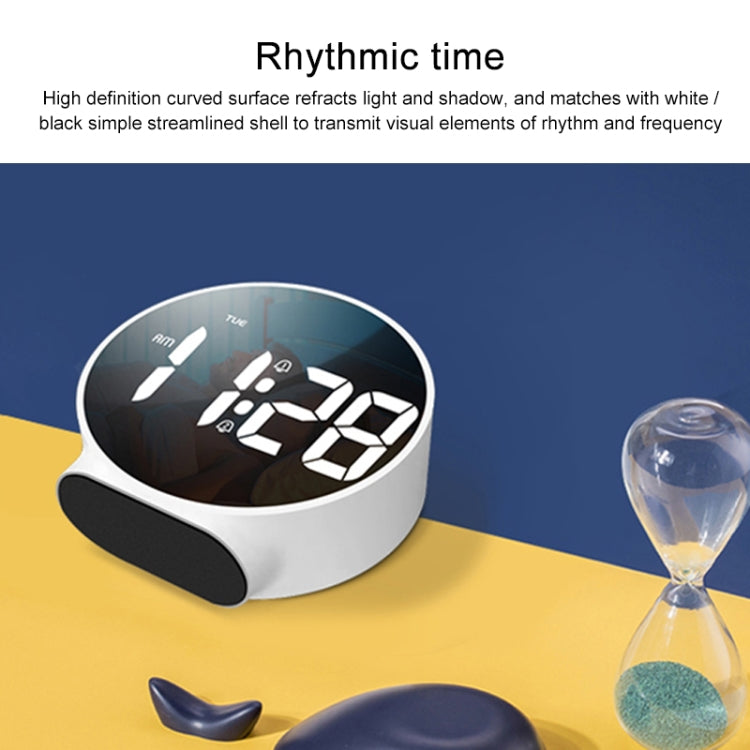 8816 LED Mirror Round Dual-purpose Alarm Clock (White) - Novelty Clock by PMc TechLife | Online Shopping South Africa | PMc TechLife | Buy Now Pay Later Mobicred