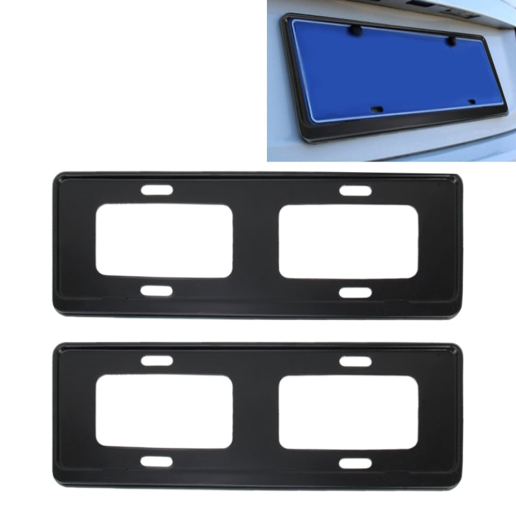 2 PCS Car License Plate Frames Stainless Steel License Plate Frame(Black) - License Plate Covers & Frames by PMC TechLife | Online Shopping South Africa | PMC TechLife | Buy Now Pay Later Mobicred