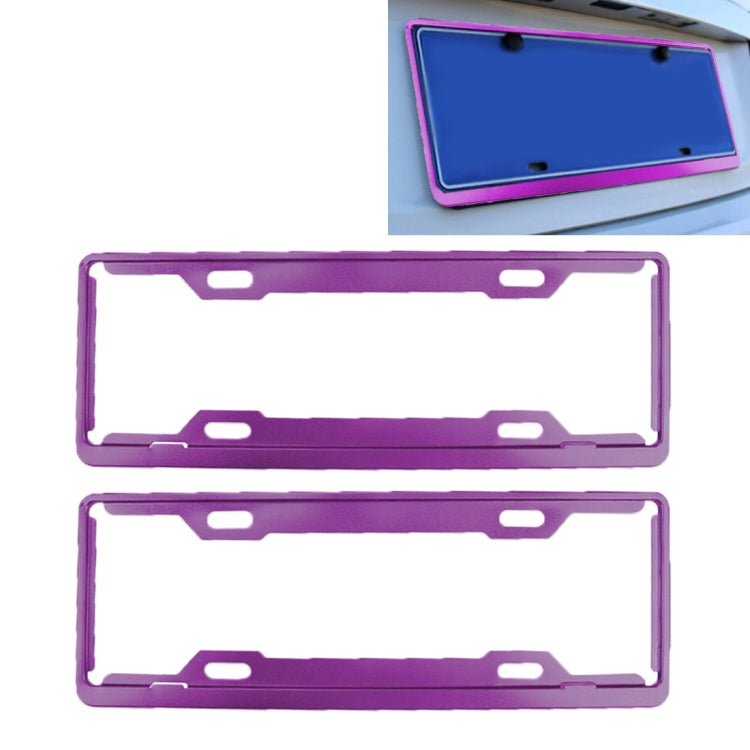 2 PCS Car License Plate Frames Car Styling License Plate Frame Aluminum Alloy Universal License Plate Holder Car Accessories(Purple) - License Plate Covers & Frames by PMC TechLife | Online Shopping South Africa | PMC TechLife | Buy Now Pay Later Mobicred