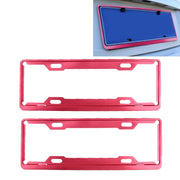 2 PCS Car License Plate Frames Car Styling License Plate Frame Aluminum Alloy Universal License Plate Holder Car Accessories(Red)