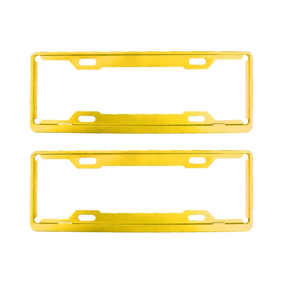 2 PCS Car License Plate Frames Car Styling License Plate Frame Aluminum Alloy Universal License Plate Holder Car Accessories(Yellow)