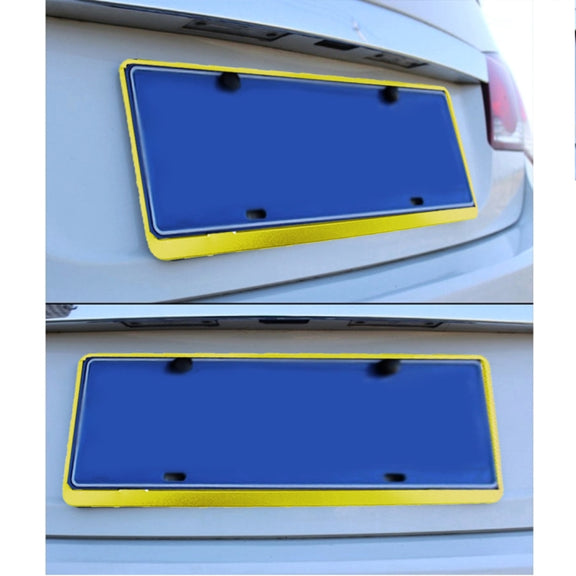 2 PCS Car License Plate Frames Car Styling License Plate Frame Aluminum Alloy Universal License Plate Holder Car Accessories(Yellow)