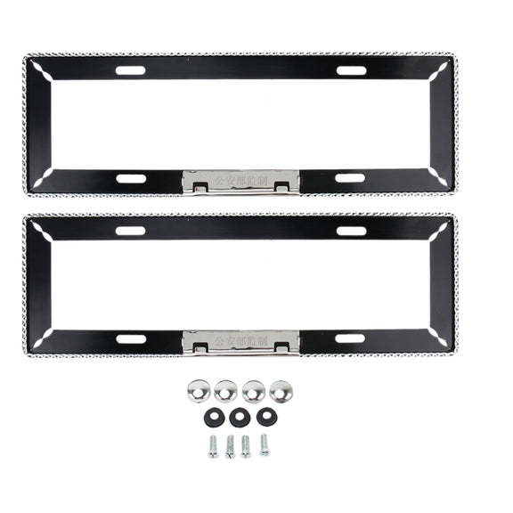 2 PCS Car License Plate Frames Car Styling License Plate Frame Aluminum Alloy Universal License Plate Holder Car Accessories(Black)