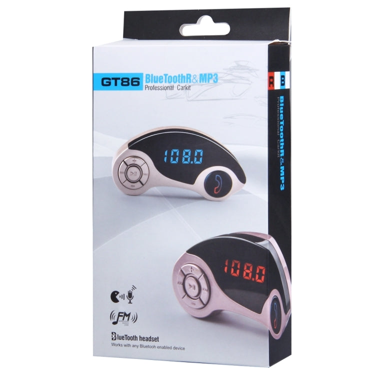 GT86 Dual USB Charger Car Bluetooth FM Transmitter Kit, Support LCD Display / TF Card Music Play / Hands-free(Gold) - free shipping - PMC TechLife - Order now!