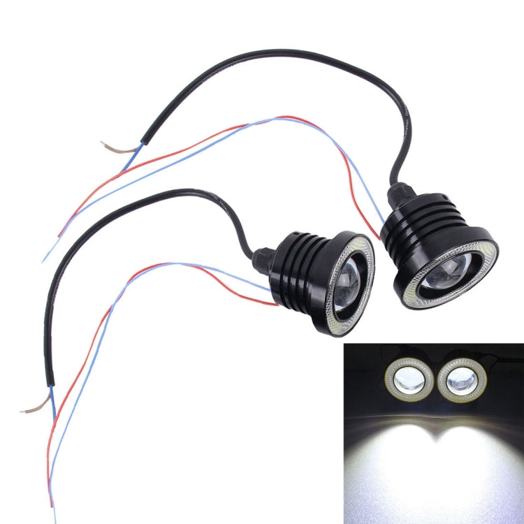 2 PCS 2.5 inch DC12-24V 10W 900LM 6500K Car Angel Eyes Fog Lamp Foglight, Cable Length: 20cm(White Light + White Light) - Fog / Driving Lights by PMC TechLife | Online Shopping South Africa | PMC TechLife | Buy Now Pay Later Mobicred