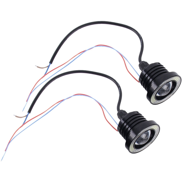 2 PCS 2.5 inch DC12-24V 10W 900LM 6500K Car Angel Eyes Fog Lamp Foglight, Cable Length: 20cm(White Light + White Light) - Fog / Driving Lights by PMC TechLife | Online Shopping South Africa | PMC TechLife | Buy Now Pay Later Mobicred