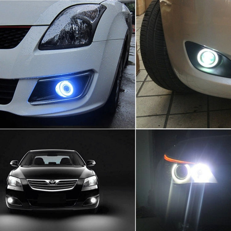 2 PCS 2.5 inch DC12-24V 10W 900LM 6500K Car Angel Eyes Fog Lamp Foglight, Cable Length: 20cm(White Light + White Light)
