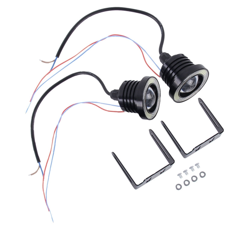 2 PCS 2.5 inch DC12-24V 10W 900LM 6500K Car Angel Eyes Fog Lamp Foglight, Cable Length: 20cm(White Light + White Light) - Fog / Driving Lights by PMC TechLife | Online Shopping South Africa | PMC TechLife | Buy Now Pay Later Mobicred