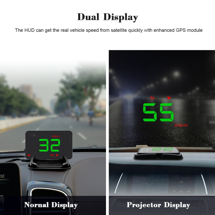 Geyiren A5 HUD 3.5 inch Car Head Up Display with GPS System, Two Mode Display, Light Sensors, KM/h MPH Speed, Compass, Speed Alarm (Green Light) - Head Up Display System by PMC TechLife | Online Shopping South Africa | PMC TechLife | Buy Now Pay Later Mobicred