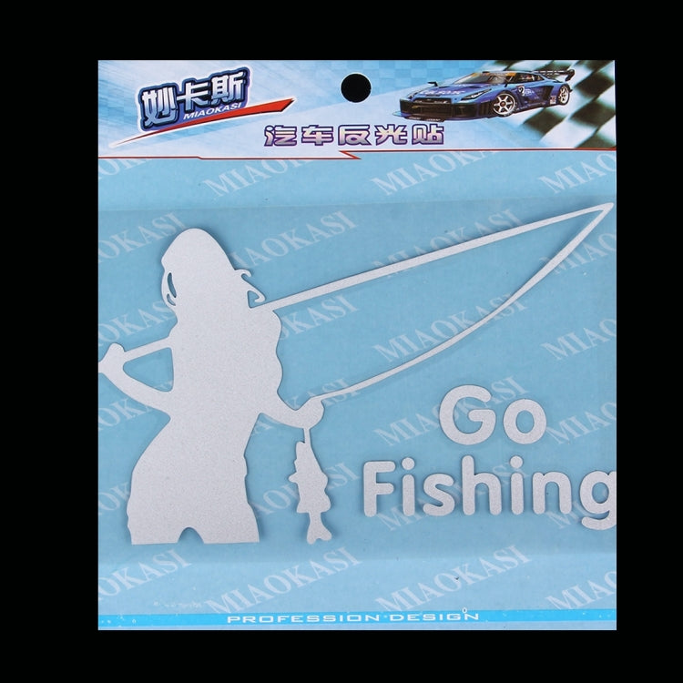 10 PCS Beauty Go Fishing Styling Reflective Car Sticker, Size: 14cm x 8.5cm(Silver) - Decorative Sticker by PMC TechLife | Online Shopping South Africa | PMC TechLife | Buy Now Pay Later Mobicred