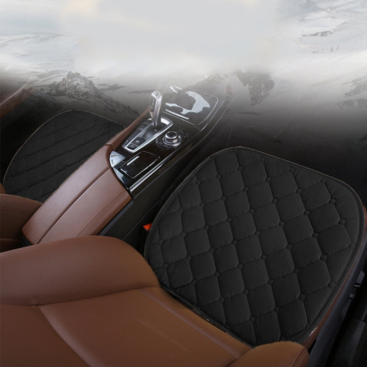 3 PCS / Set Luxurious Warm Car Seat Cover Cushion Universal Front Back Seat Covers Car Non-slip Chair Pad Warm Car Mats No Back Plush Cushion(Black)