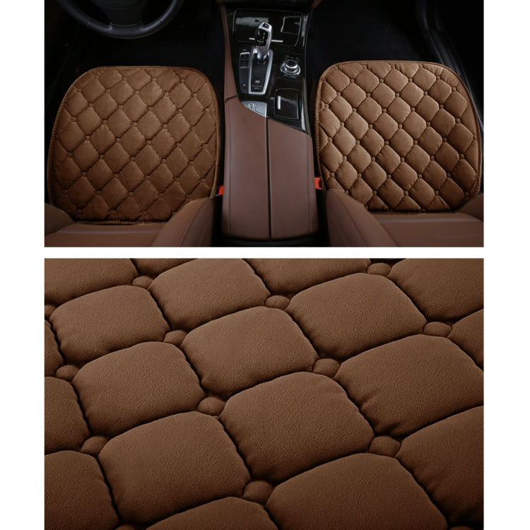 3 PCS / Set Luxurious Warm Car Seat Cover Cushion Universal Front Back Seat Covers Car Non-slip Chair Pad Warm Car Mats No Back Plush Cushion(Coffee) - Seat Accessories by PMC TechLife | Online Shopping South Africa | PMC TechLife | Buy Now Pay Later Mobicred