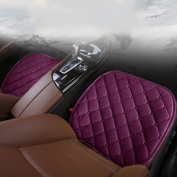 3 PCS / Set Luxurious Warm Car Seat Cover Cushion Universal Front Back Seat Covers Car Non-slip Chair Pad Warm Car Mats No Back Plush Cushion(Purple) - Seat Accessories by PMC TechLife | Online Shopping South Africa | PMC TechLife | Buy Now Pay Later Mobicred