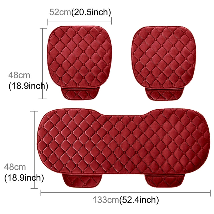 3 PCS / Set Luxurious Warm Car Seat Cover Cushion Universal Front Back Seat Covers Car Non-slip Chair Pad Warm Car Mats No Back Plush Cushion(Red)