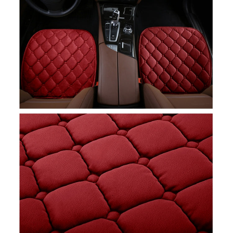 3 PCS / Set Luxurious Warm Car Seat Cover Cushion Universal Front Back Seat Covers Car Non-slip Chair Pad Warm Car Mats No Back Plush Cushion(Red) - Seat Accessories by PMC TechLife | Online Shopping South Africa | PMC TechLife | Buy Now Pay Later Mobicred