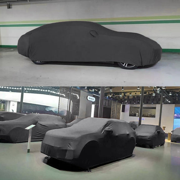 Anti-Dust Anti-UV Heat-insulating Elastic Force Cotton Car Cover for Sedan Car, Size: L, 4.9m~5.25m (Black)