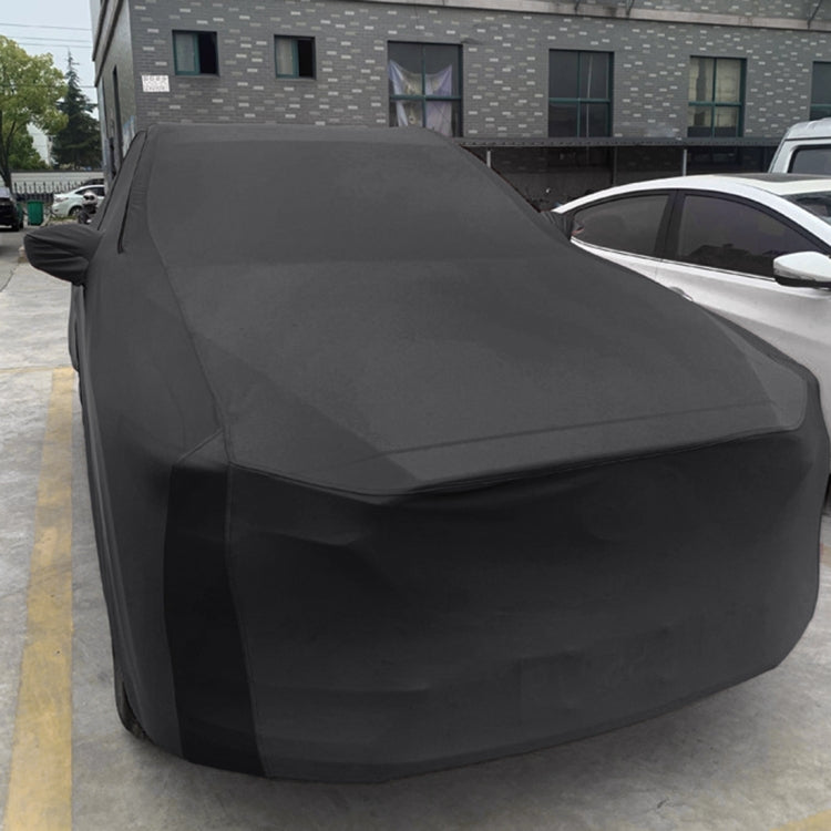 Anti-Dust Anti-UV Heat-insulating Elastic Force Cotton Car Cover for Sedan Car, Size: S, 4.3m~4.65m (Black)
