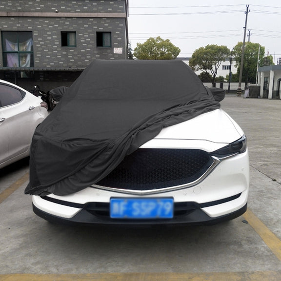 Anti-Dust Anti-UV Heat-insulating Elastic Force Cotton Car Cover for Business Car, Size: 4.8m~5.15m (Black)