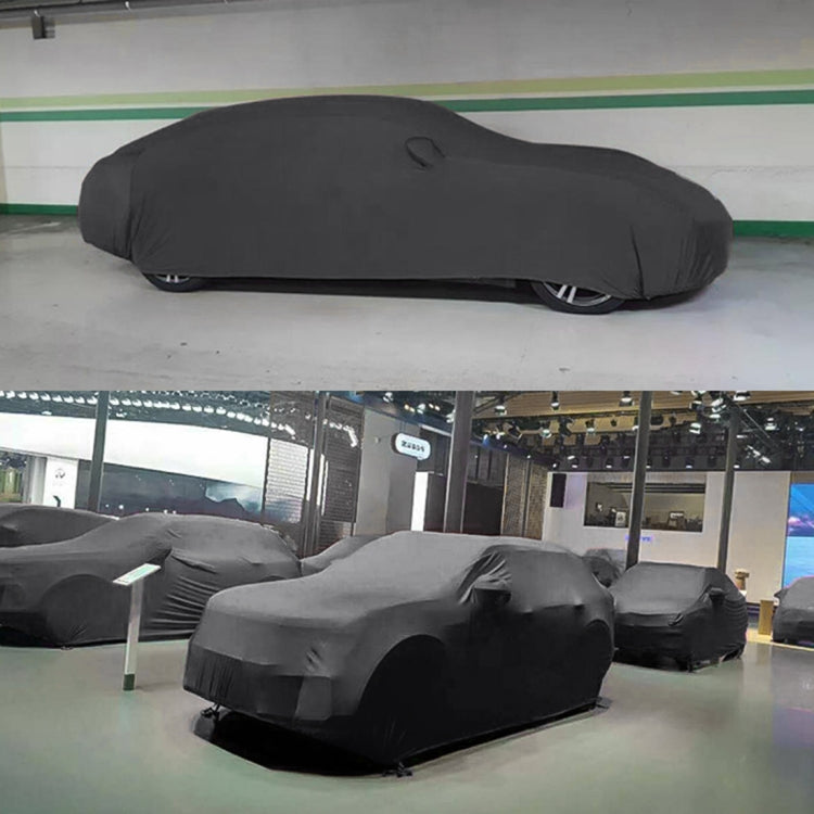 Anti-Dust Anti-UV Heat-insulating Elastic Force Cotton Car Cover for SUV, Size: M, 4.46m~4.77m (Black)