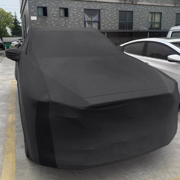 Anti-Dust Anti-UV Heat-insulating Elastic Force Cotton Car Cover for SUV, Size: M, 4.46m~4.77m (Black)