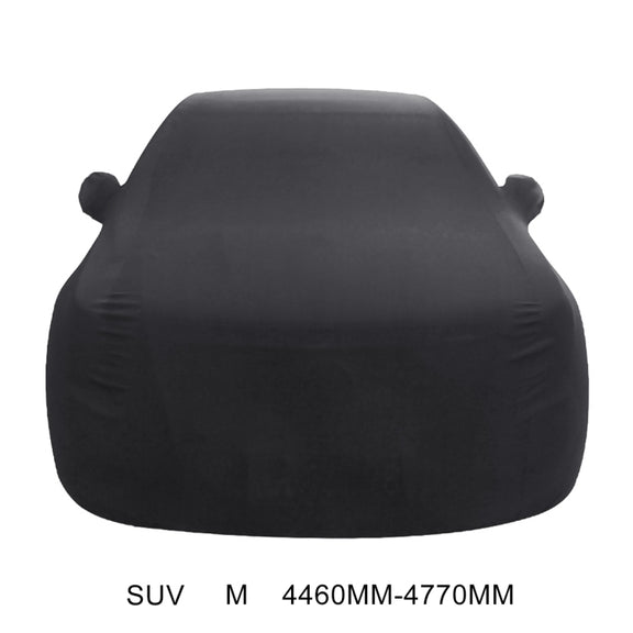 Anti-Dust Anti-UV Heat-insulating Elastic Force Cotton Car Cover for SUV, Size: M, 4.46m~4.77m (Black)
