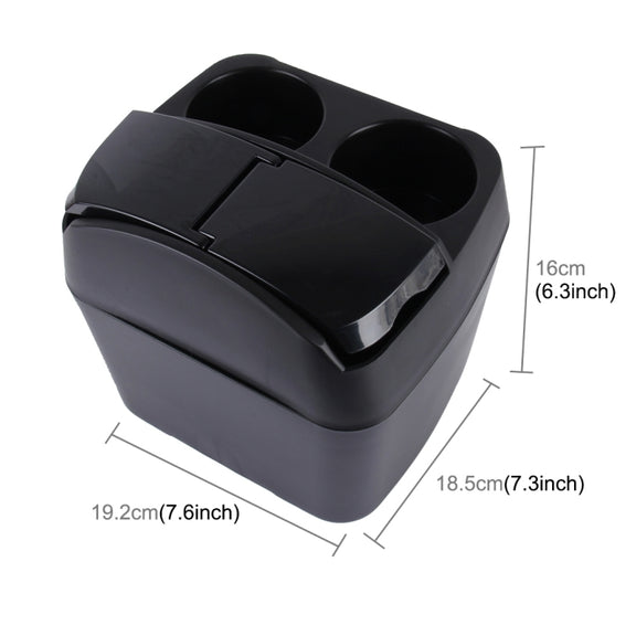 SHUNWEI SD-1605 Multifunction 3 in 1 Car Cup Holder Drink Bottle Can Garbage Can Portable Vehicle Trash Can Bin Rubbish Bin Organizer(Black)